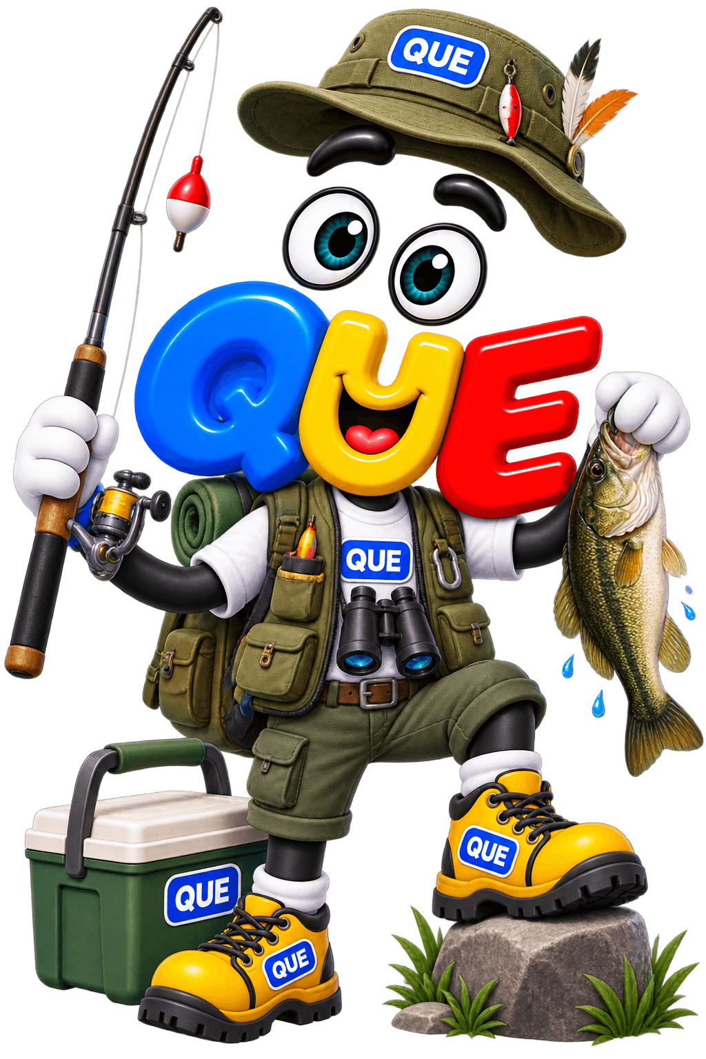 Mascota ¡quepromos! de camping y pesca